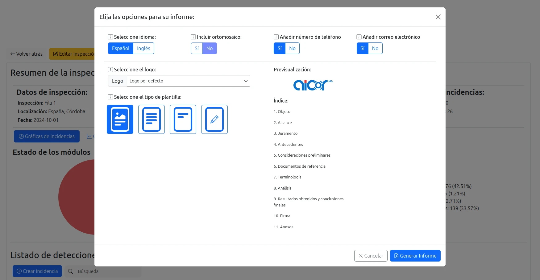 Personalizar informe